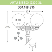 Уличный фонарь Fumagalli Artu Bisso/G300 3L G30.158.S30.BYE27